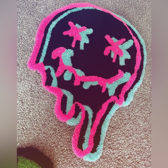 Agape Sunset | Other | Trippy Smiley Face Hand Made Rug | Poshmark